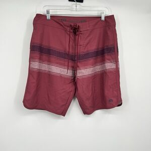Travis Mathew Board Shorts Mens 32 Confetti King Swim Trunks Swimming Shorts Red